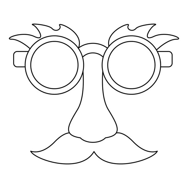 Glasses and mustache with nose joke in black and white — Stock Vector