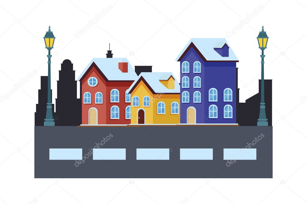 house and building in cityscape