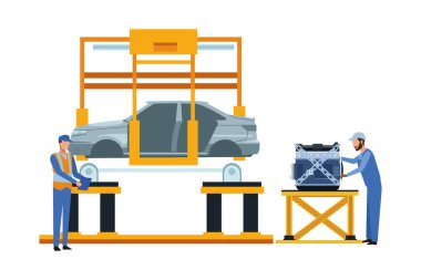 Sanayi araba üretim çizgi film