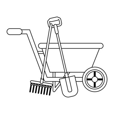 Bahçe Bitkileri ve araçları siyah ve beyaz