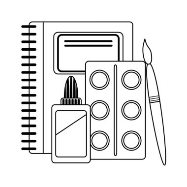 Okul gereçleri ve malzemeleri siyah beyaz