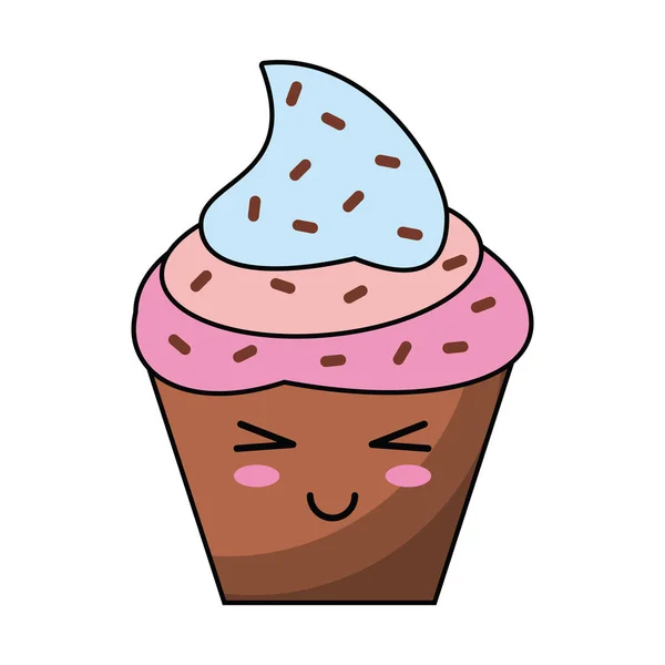 Cupcake Dessert Kawaii Cartoon — Stockvektor