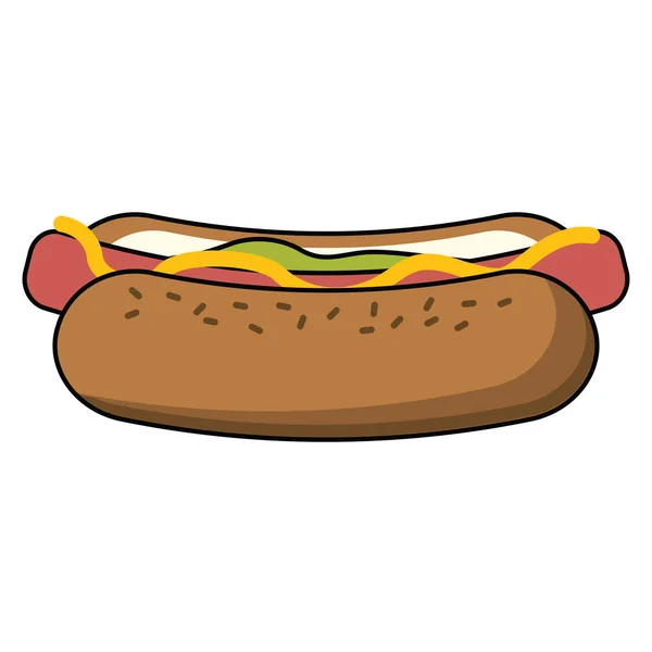 Hot dog fast food dessin animé — Image vectorielle