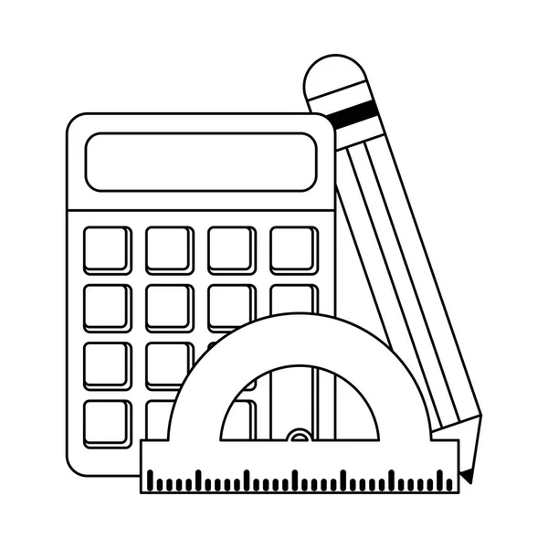 黑白相间的学校用具和用品 — 图库矢量图片