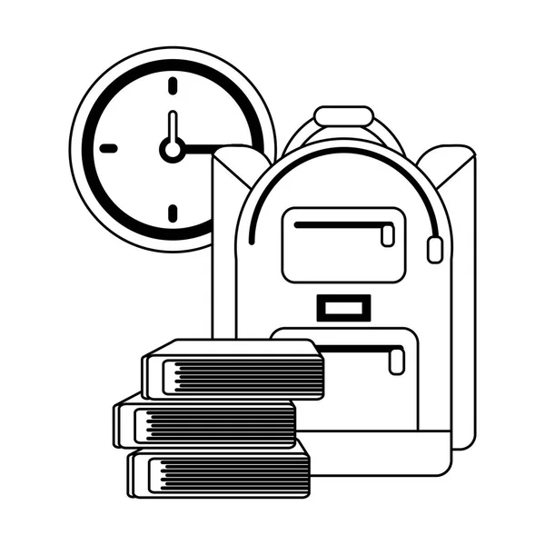 Iskolai felszerelések és kellékek, fekete-fehér — Stock Vector