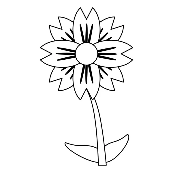 Bela flor desenhos animados isolado preto e branco —  Vetores de Stock