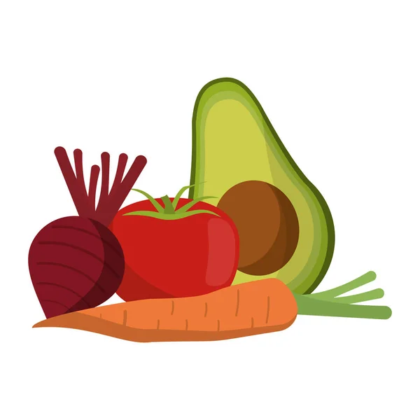 Vegetais alimentos saudáveis e frescos — Vetor de Stock