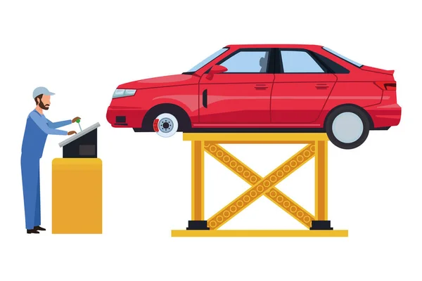 Bil service tillverkning tecknad — Stock vektor