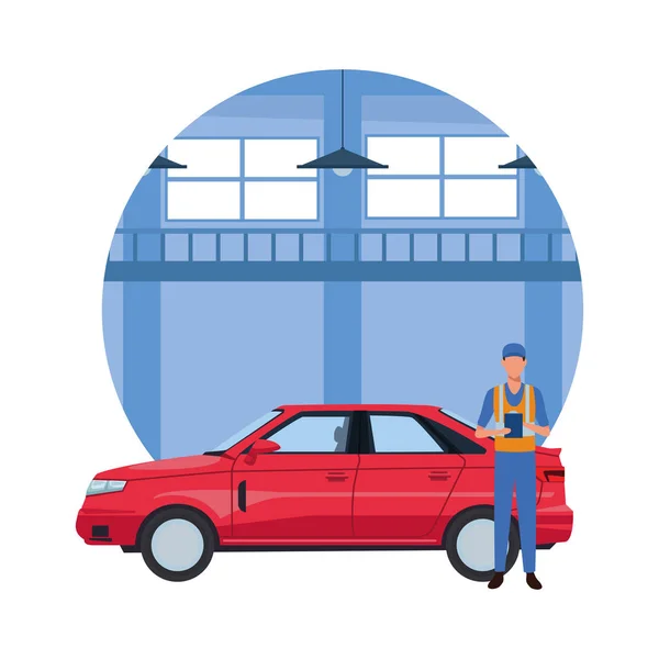 Auto service productie cartoon — Stockvector