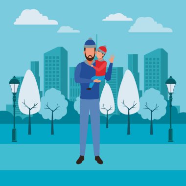 bir çocuk taşıyan adam