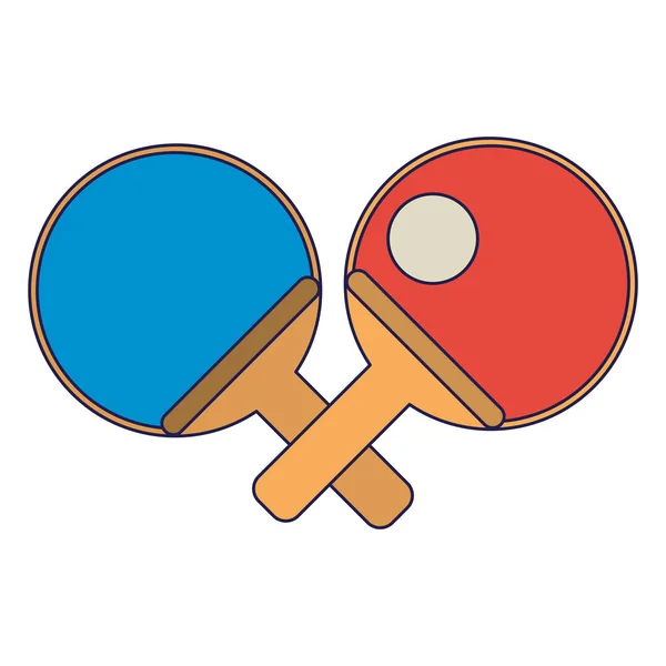 Ping pong rackets with ball blue lines — Stock Vector
