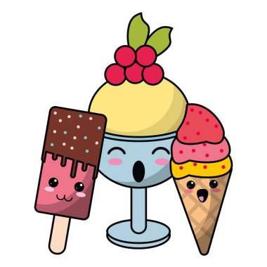 şeker ve tatlılar kawaii çizgi film