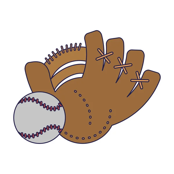 Baseball labda rajzfilm kék vonalak bőr kesztyű — Stock Vector
