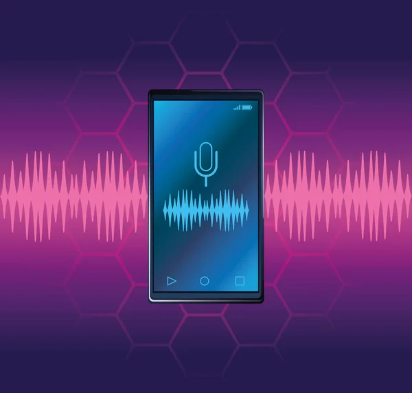 Altavoz de reconocimiento de voz Smartphone — Vector de stock