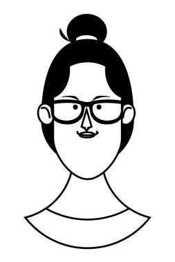 Siyah beyaz kadın yüz çizgi film