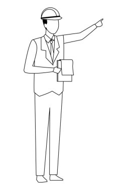 Siyah beyaz pano ile inşaat mühendisi