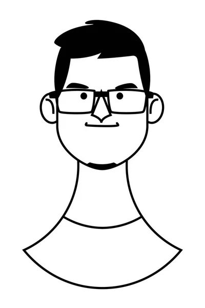 白と黒の若い男顔漫画 — ストックベクタ