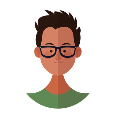 Genç adam yüz çizgi film