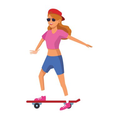 genç kadın ridding çizgi film