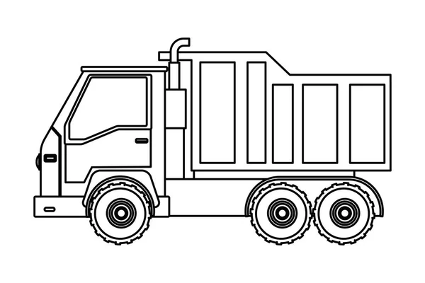 Κατασκευή οχήματος φορτηγό φορτίου σε μαύρο και άσπρο — Διανυσματικό Αρχείο