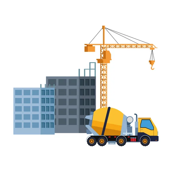 Veicolo di costruzione camion di cemento colorato — Vettoriale Stock