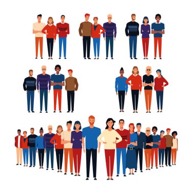 İnsanlar karikatür grupları