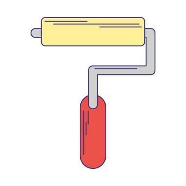 Boya oklava izole mavi çizgiler