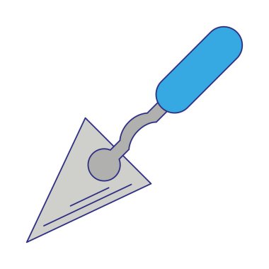 Spatula inşaat aracı izole mavi çizgiler