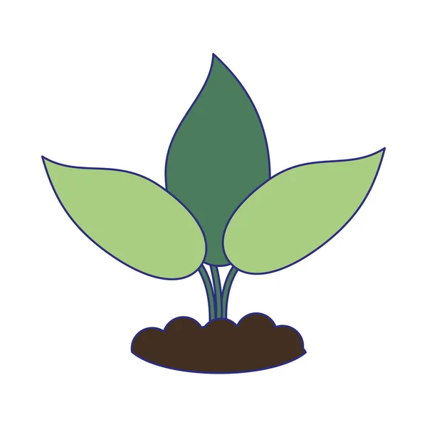 Planten met blaadjes eco symbool blauwe lijnen — Stockvector