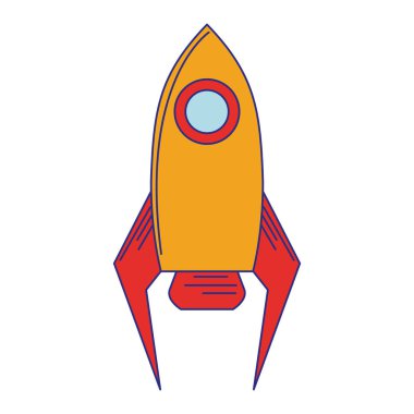 Roket uzay gemisi sembolü izole mavi çizgiler