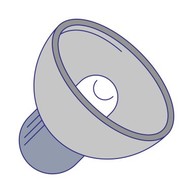 Megafon ses izole simgesi mavi çizgiler