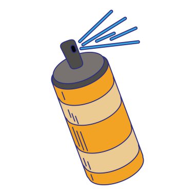 Boya sprey şişe izole mavi çizgiler