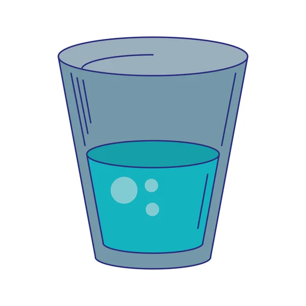 Waterglas cup symbool blauwe lijnen — Stockvector