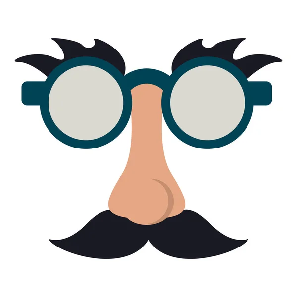 Glasses and mustache with nose joke — Stock Vector