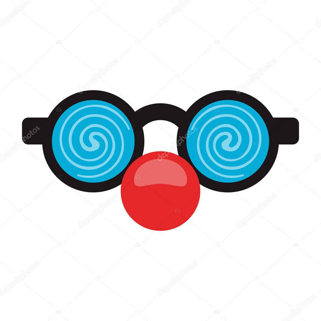 Glasses with clown nose cartoon isolated