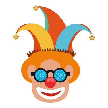 Palyaço yüzü ile gözlük ve şapka çizgi film