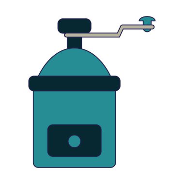 Kahve öğütücü ekipman izole mavi çizgiler