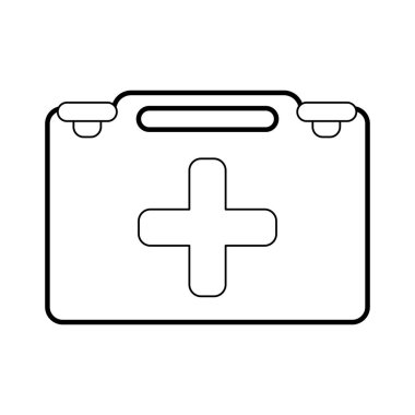 Tıbbi ilk AIDS bavul sembol siyah beyaz