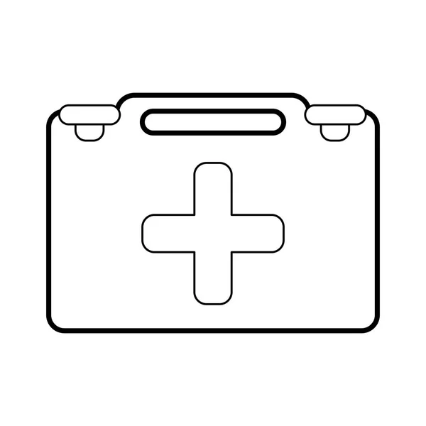 Symbole de la valise médicale de premiers secours en noir et blanc — Image vectorielle