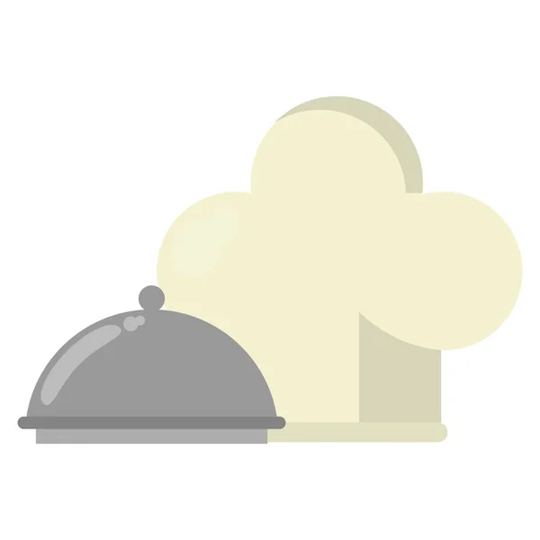 Σεφ hat και εστιατόριο πιάτο θόλο — Διανυσματικό Αρχείο