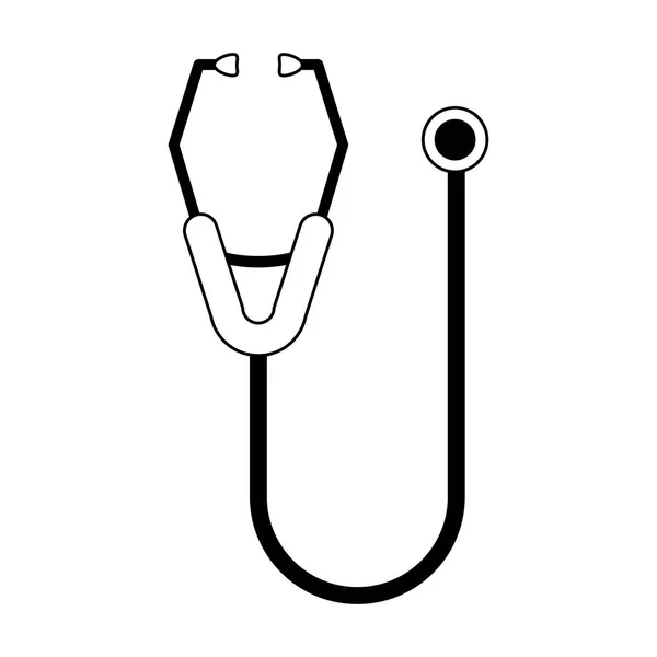 Symbole stéthoscopique médical isolé en noir et blanc — Image vectorielle