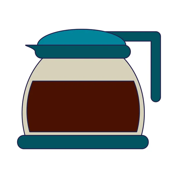 커피 유리 주전자 절연 블루 라인 — 스톡 벡터