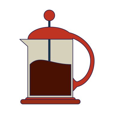 Kahve frenchpress maker simgesi mavi çizgiler