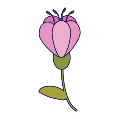Güzel çiçek karikatür izole mavi çizgiler