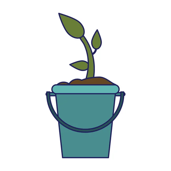 Pflanze im Eimer Symbol blaue Linien — Stockvektor