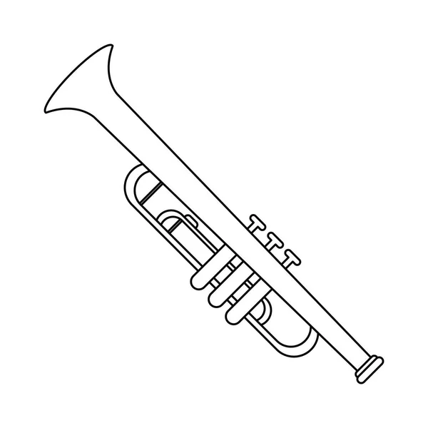 白と黒の音楽楽器トランペット シンボル — ストックベクタ
