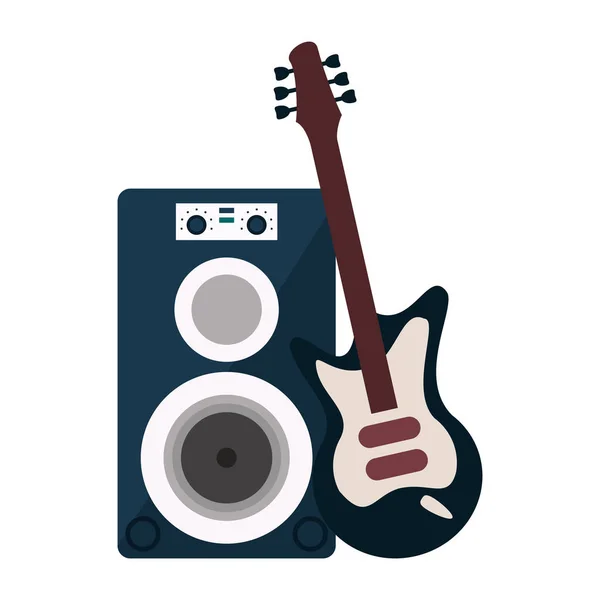 Altavoz musical y guitarra eléctrica — Vector de stock