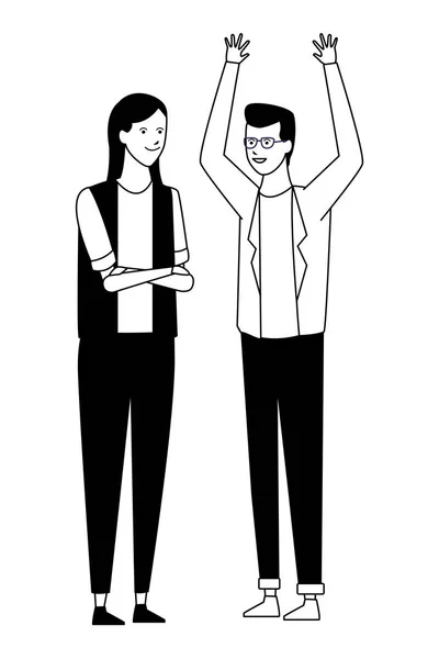 Couple tenue étudiante célébration — Image vectorielle