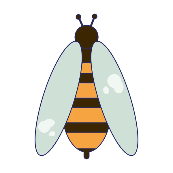 Bee bug cartoon geïsoleerde blauwe lijnen — Stockvector