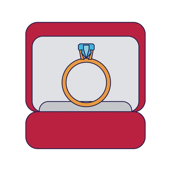 Bague de mariage boîte dessin animé lignes bleues — Image vectorielle